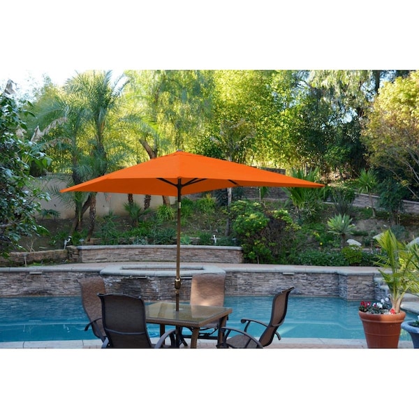 Propation 6.5 x 10 ft. Aluminum Patio Market Umbrella Tilt with Crank - Orange Fabric & Champagne Pole PR1081277 - main